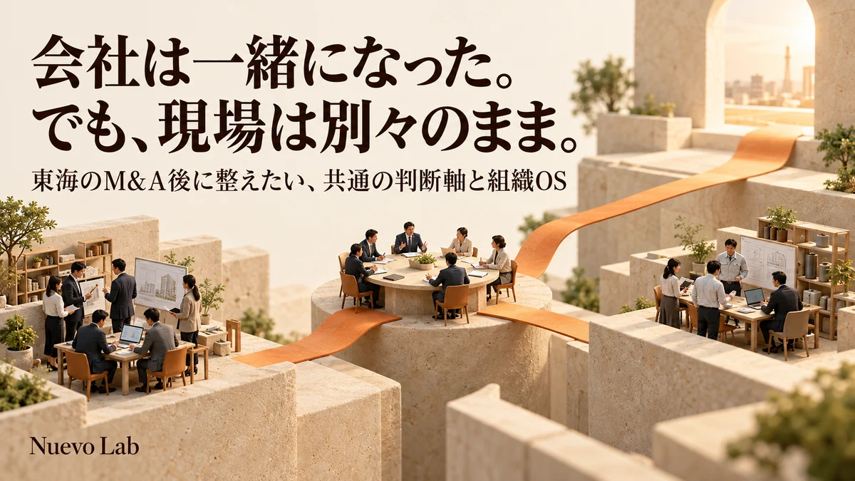 会社は一緒になった。でも、現場は別々のまま。——東海のM&A後に整えたい、共通の判断軸と組織OS